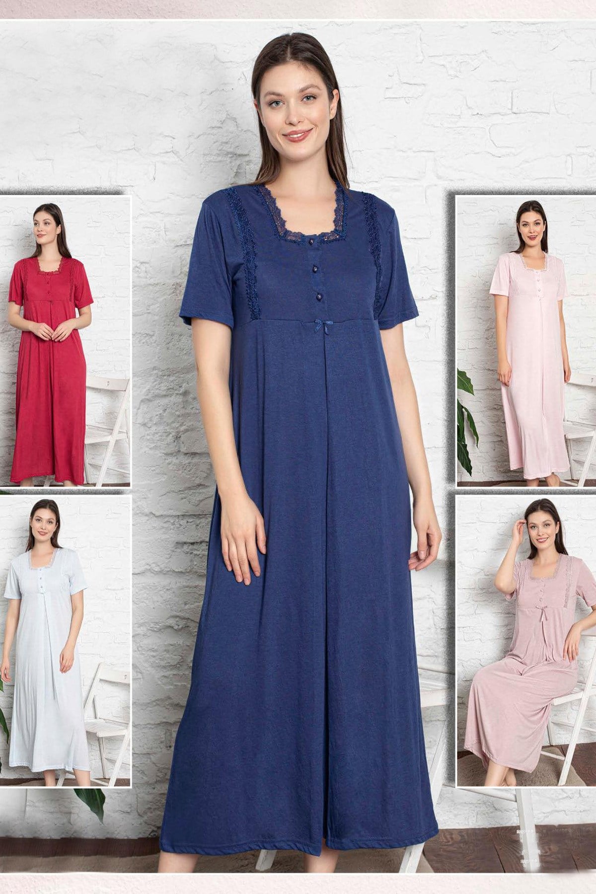 Zmt Collection Dantel Detaylı Lohusa Gecelik