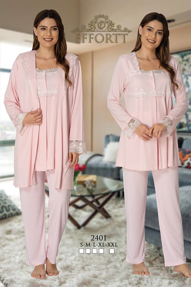 Effortt 2401 Pembe Sabahlıklı Lohusa Pijama Takımı