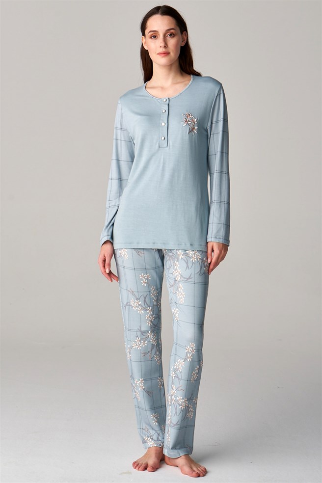 Feyza 4689 Mavi Lohusa Pijama Takımı