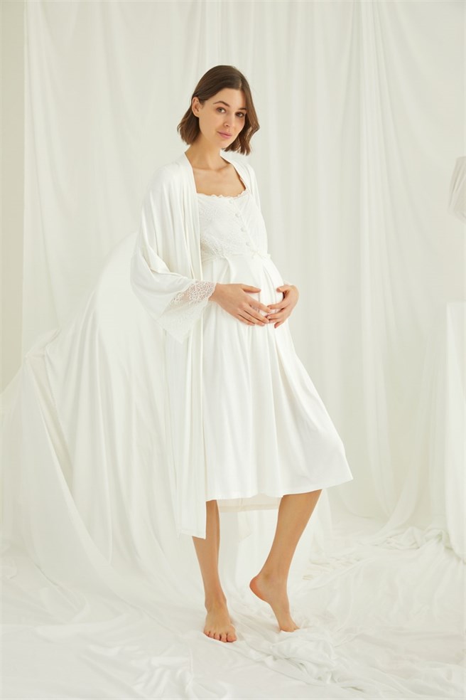 Monamise 18210 Maternity Nightgown with Long Robe Set