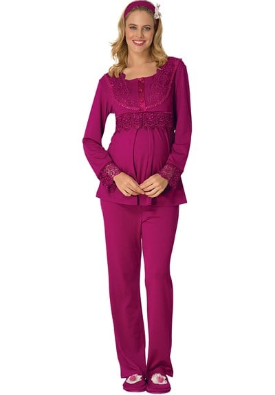 Mecit 1714 Dantel Detaylı Lohusa Hamile Pijama Takımı