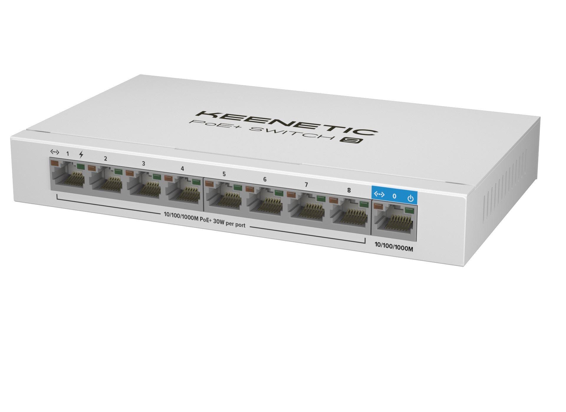 KEENETIC PoE+ Switch 9 1x1Gbit 8x1Gbit PoE+ Port IEEE 802.3af/at 120W KN-4710-01-EU