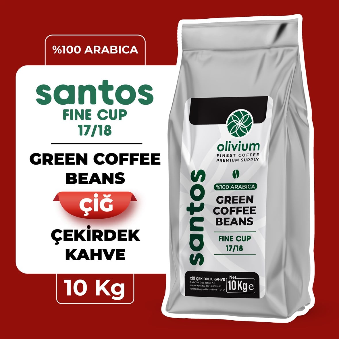 Brezilya Santos Fine Cup 17/18 Çiğ Kahve 10Kg