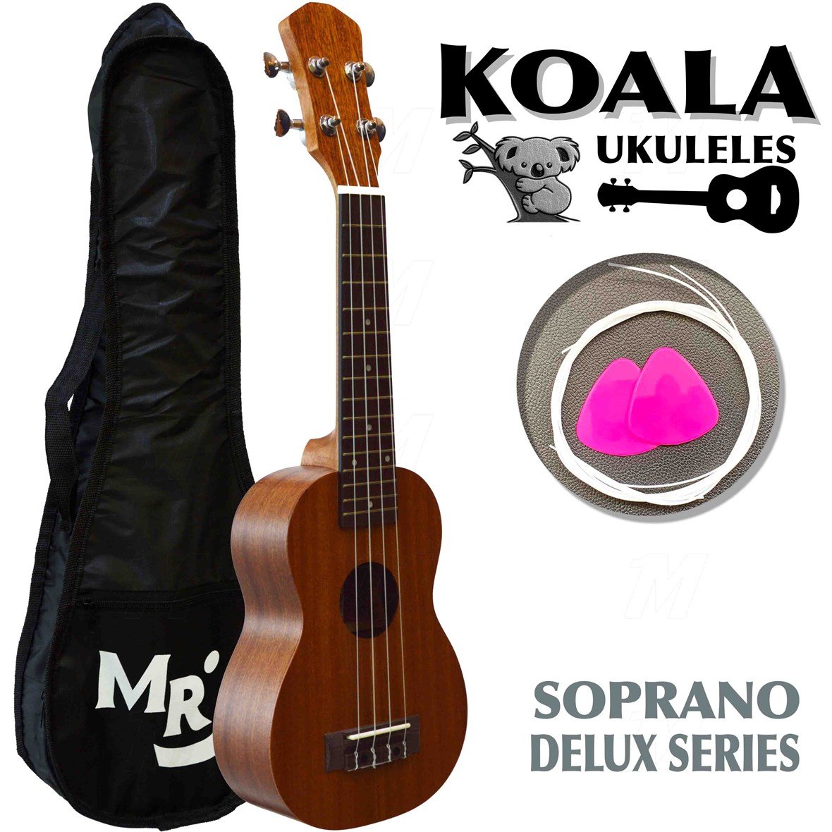 Delux Ukulele Seti Koala Kılıf+Pena+Takım Tel Hediye
