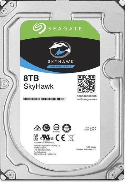 SEAGATE 8TB SkyHawk Sata 3.0 7200RPM 256MB 3.5 Dahili Güvenlik Diski ST8000VX004