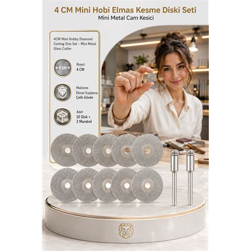 10 ADET 40 mm Elmas Kesici Disk Seti, Mini Cam Metal Ahşap Kesme Ucu 723234