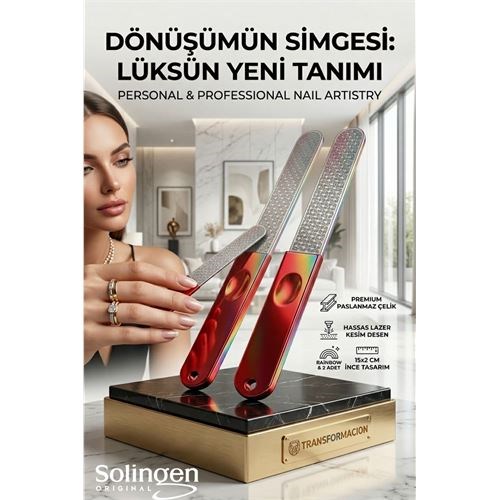 2'li Lazer Kesim Çelik Törpü - Ömürlük Manikür Sanatı Soligen Professional 723060