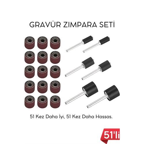 51'li Mini Zımpara Gravür Seti Dremel Ucu: Profesyonel Taşlama, Parlatma ve Şekillendirme Aleti 722510