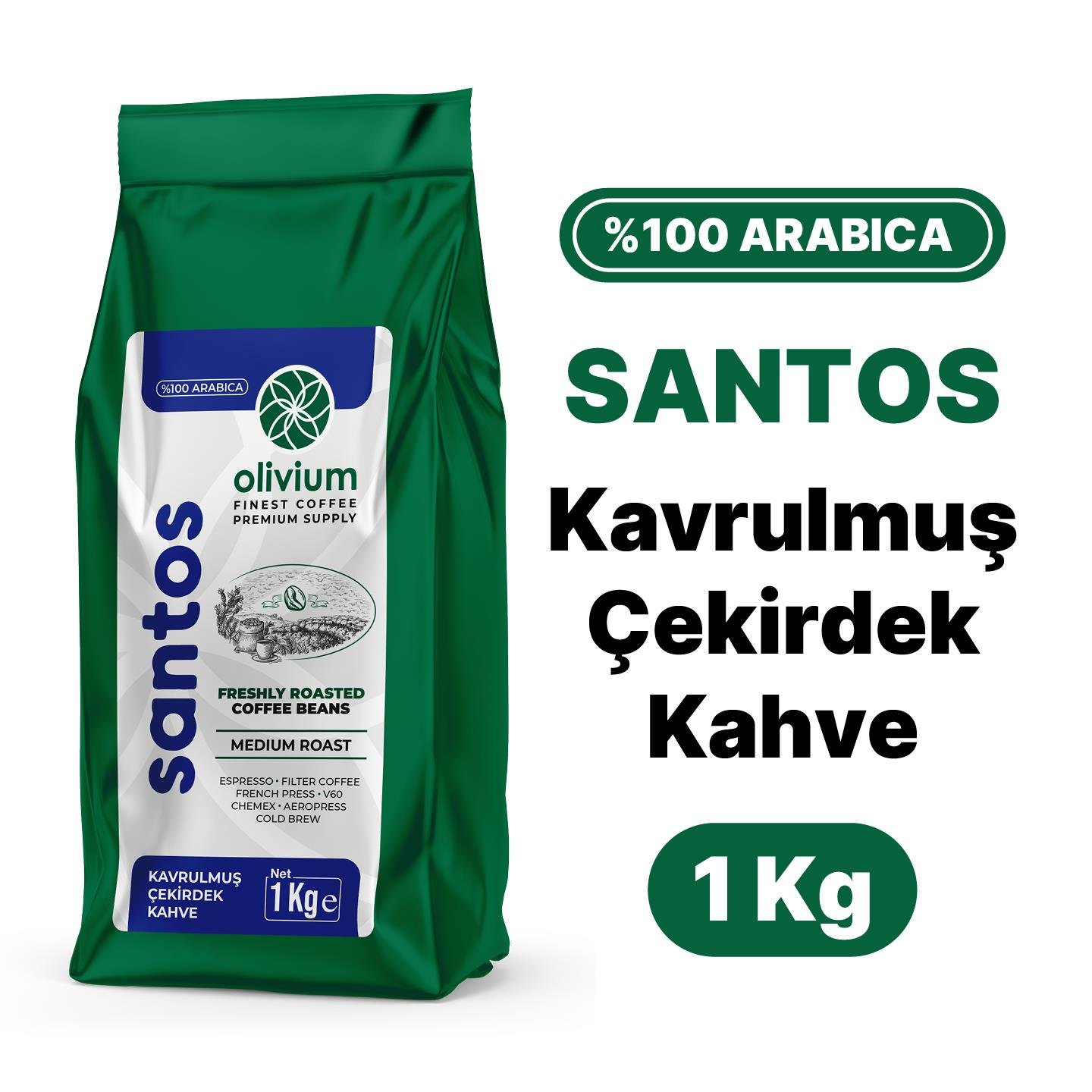 Brezilya Santos Fine Cup Kavrulmuş Kahve 1Kg