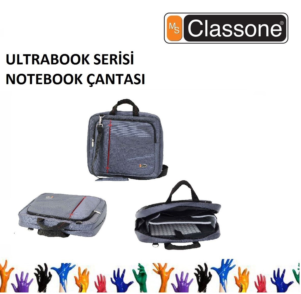 CLASSONE 13-14-15.6 Ultracase Serisi Gri Notebook Çantası UL164