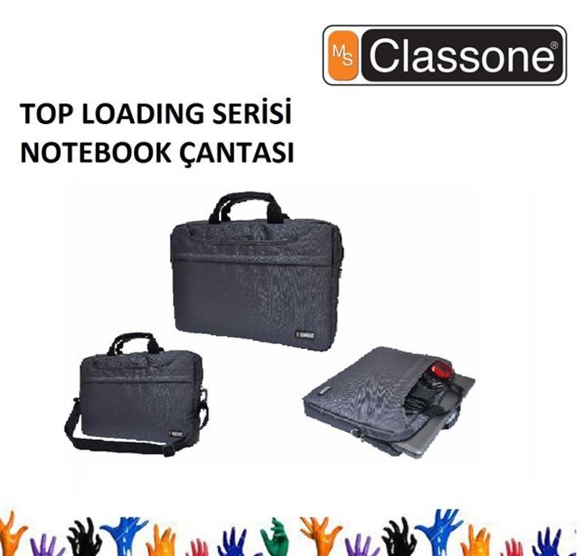 CLASSONE 15.6 Toploading Serisi Gri Notebook Çantası TL2564