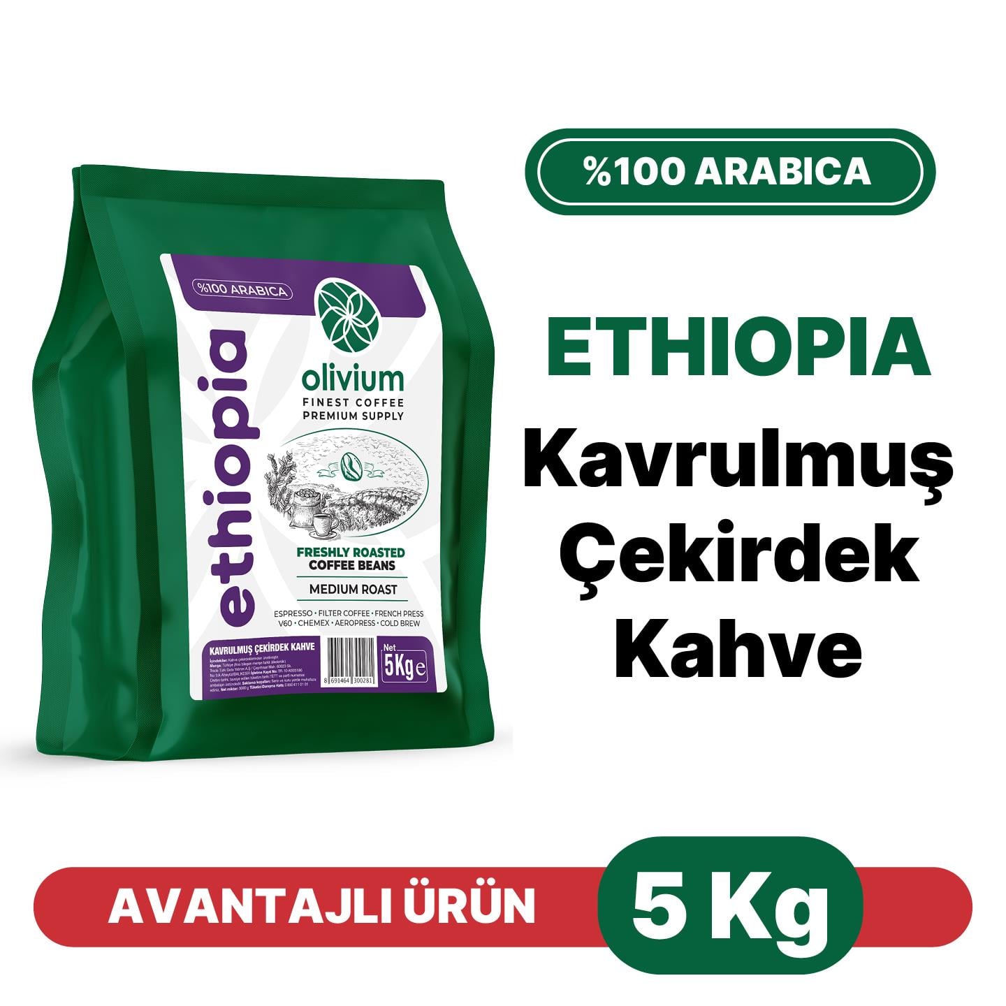 Etiyopya  Kavrulmuş Kahve - 5 Kg