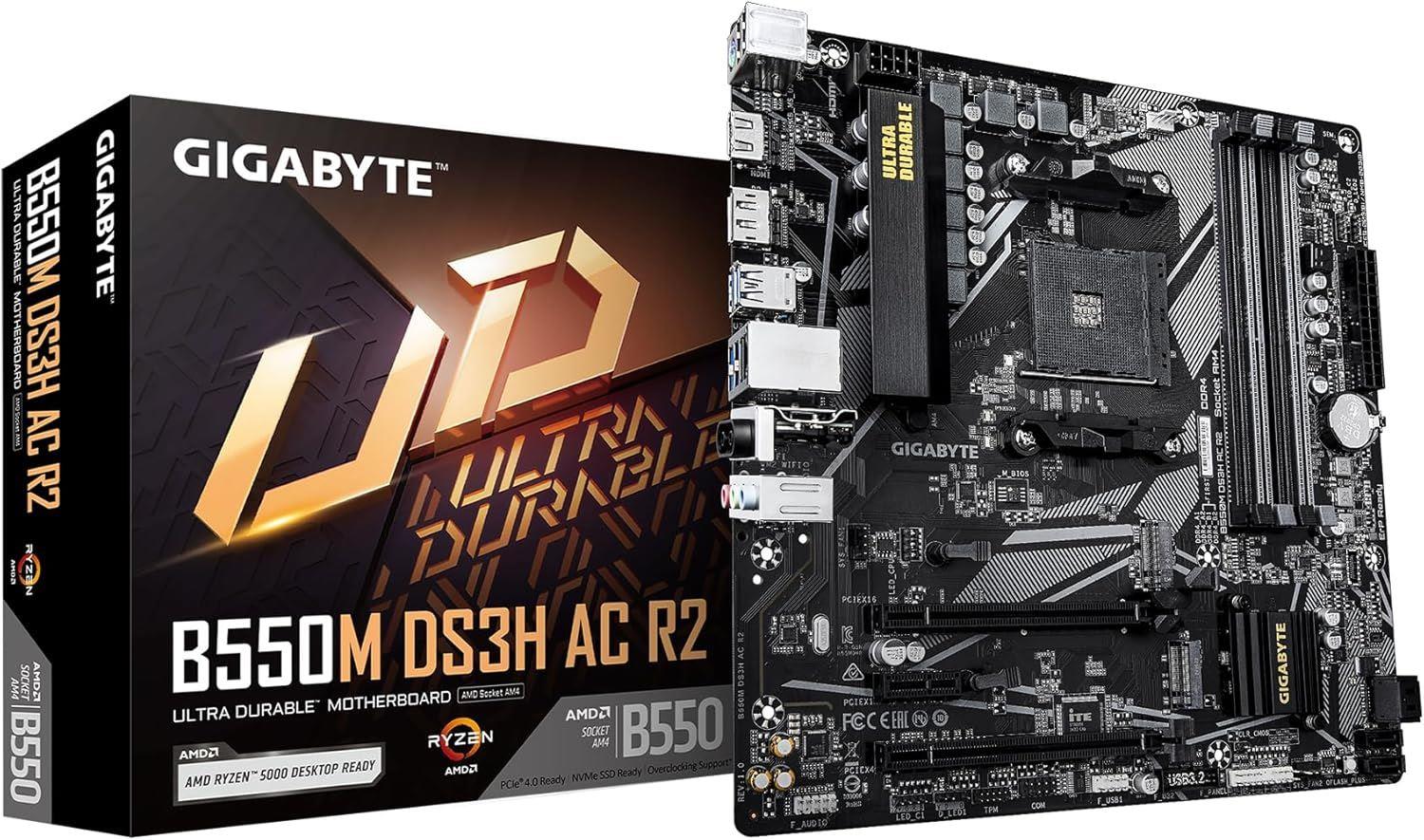 GIGABYTE MAB AMD B550 AM4 DDR4 4733MHZ DVI WIFI B550M-DS3H-AC-R2