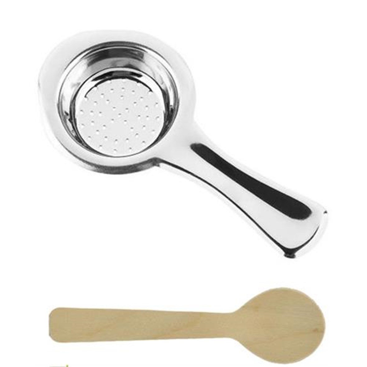 HomeCare Paslanmaz Metal Çay Süzgeci Ahşap Kaşık Seti 714340