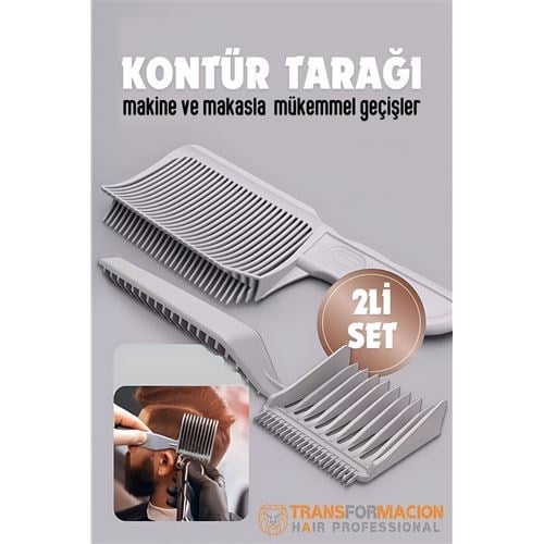 Kuaför Berber Kavisli Kontur Kesim Tarağı 2 li SET