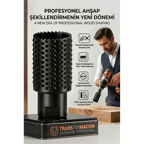 M14 29 mm Panç Törpü Agresif Ahşap Oyma Freze | Avuç Taşlama Uyumlu Şekillendirici 723040