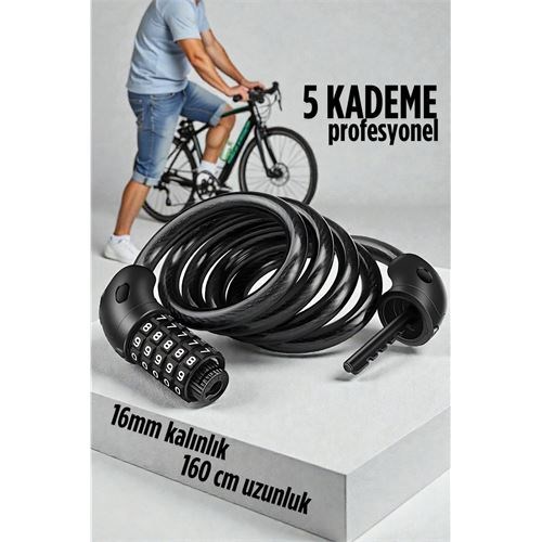 Şifreli Bisiklet Kilidi 16 mm Kalınlık 160 cm Scooter Motosiklet Kilidi - Çelik Kablo 722480