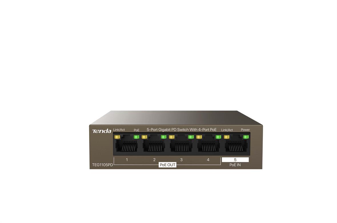 TENDA TEG1105PD 5-Port Gigabit PD Switch With 4-Port PoE TEG1105PD