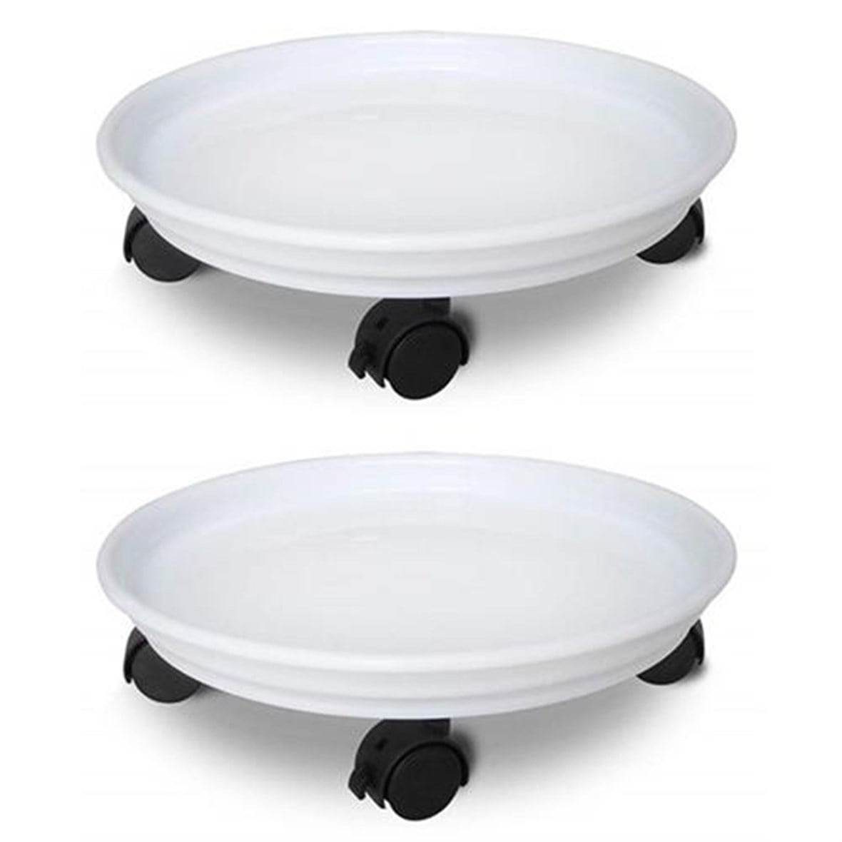 Transformacion 2 li 37 cm Tekerlekli Saksı Altlığı Seti Beyaz