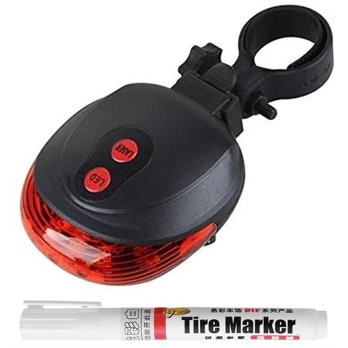 Transformacion 9 Fonksion Led Lazerli Bisiklet Lambası Beyaz Lastik Yazı Kalemi Hediyeli 428812