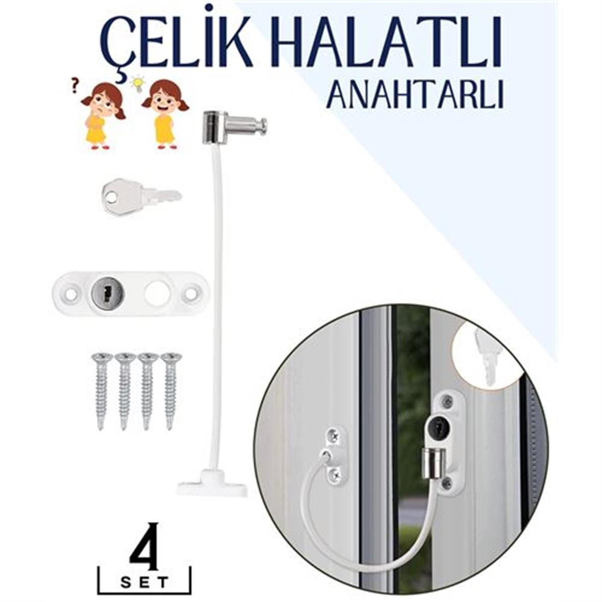 Transformacion PVC Pencere Kapı Çocuk Kilidi Halatlı Anahtarlı 4 ADET 718490