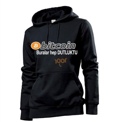 Bitcoin Kapşonlu sweatshirt -Koyu Lacivert (BURALAR HEP DUTLUKTU)