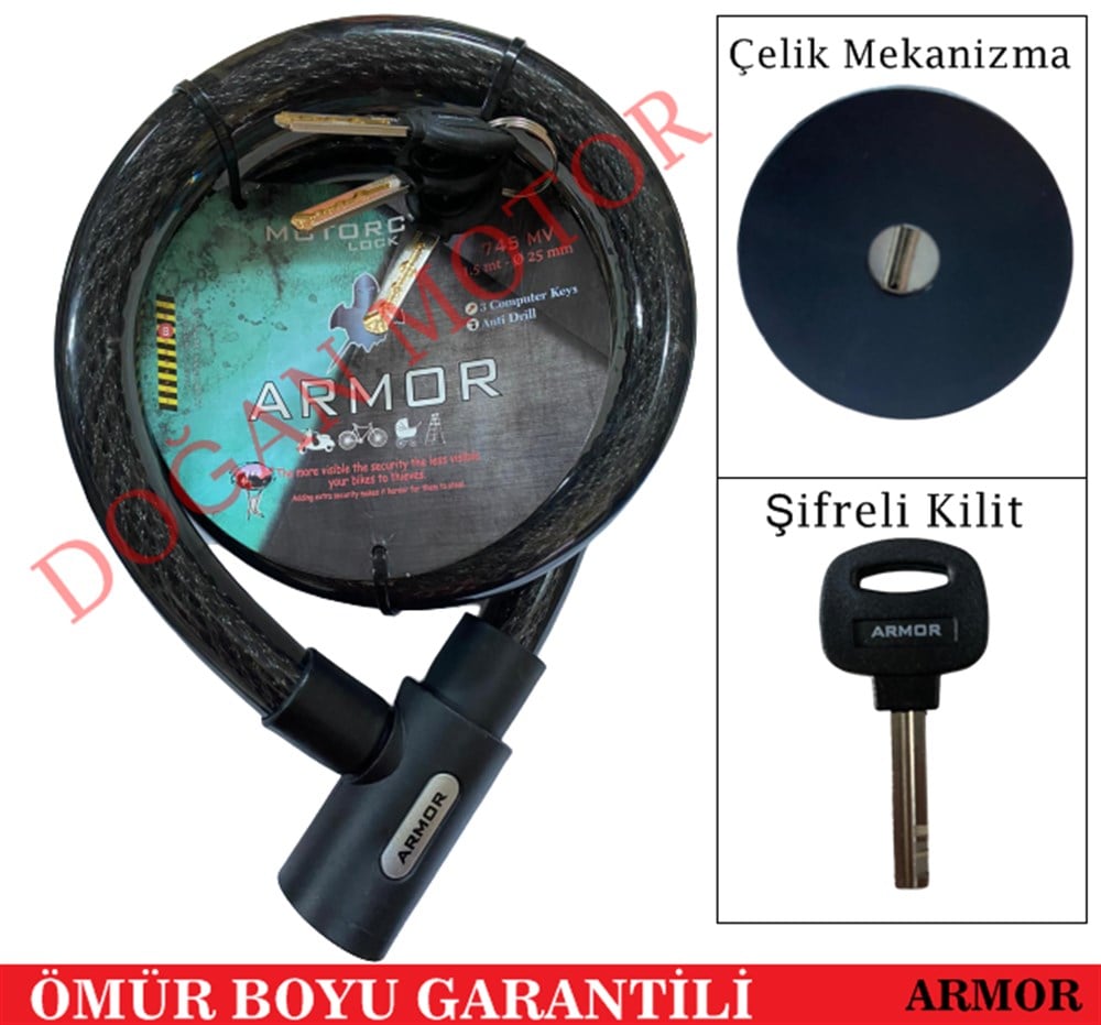 ARMOR HALAT KİLİT ÇELİK MEKANİZMA ŞİFRELİ KİLİT ÖMÜR BOYU GARANTİ