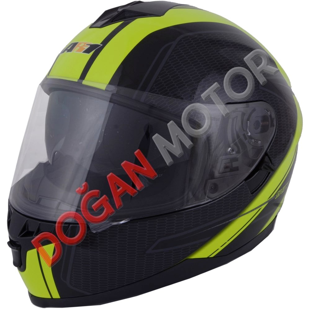 KAPALI KASK SİYAH-NEON YEŞİL  L