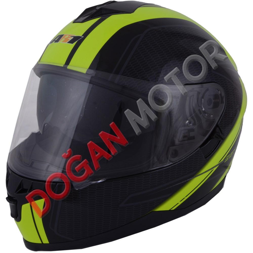 KAPALI KASK SİYAH-NEON YEŞİL  M