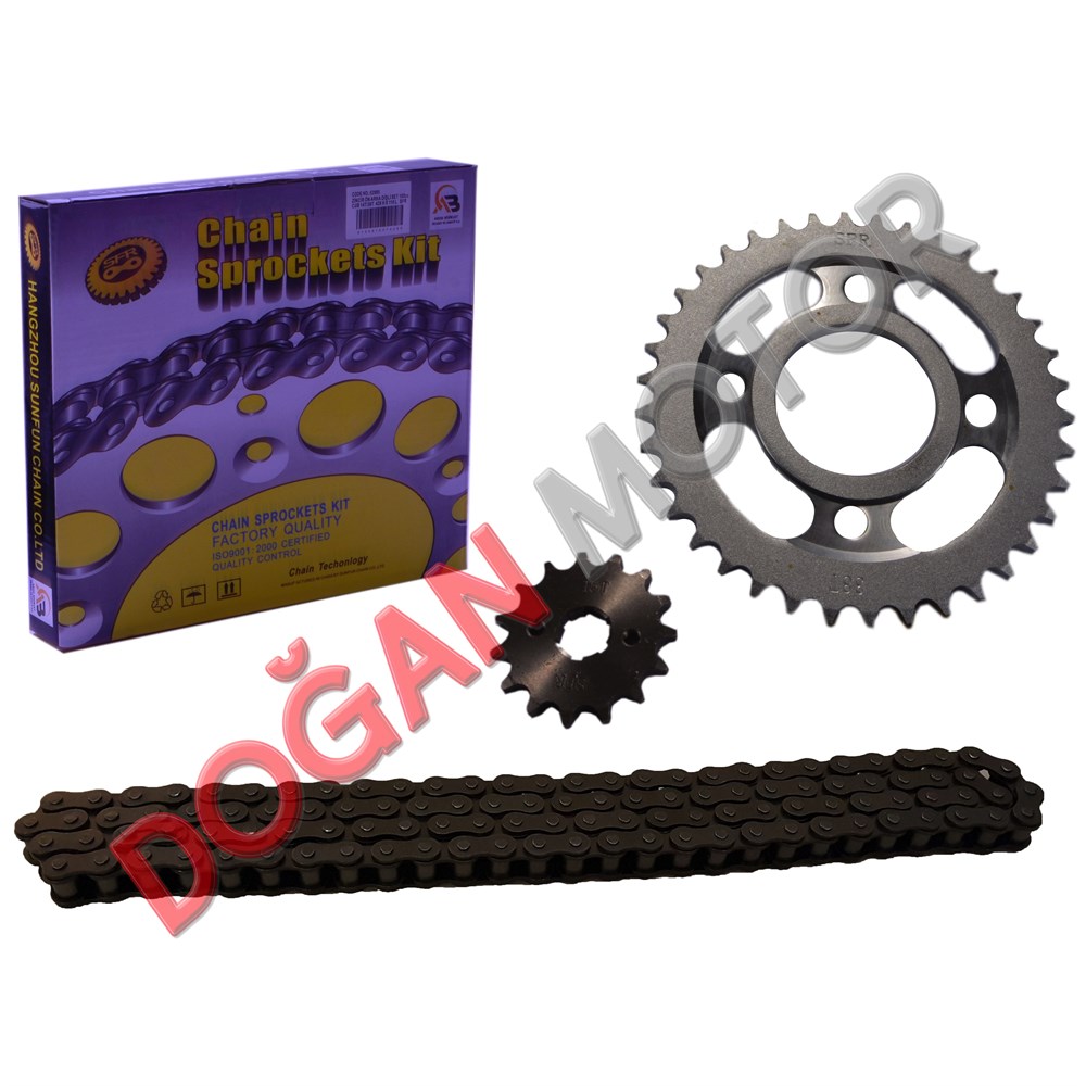 ZİNCİR ÖN ARKA DİŞLİ SET CG125  15T/38T  428 H X 116 L   SFR