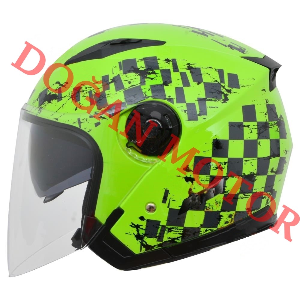 ÇENESİZ VİZÖRLÜ YAZLIK KASK FOSFORLU YEŞİL DAMALI
