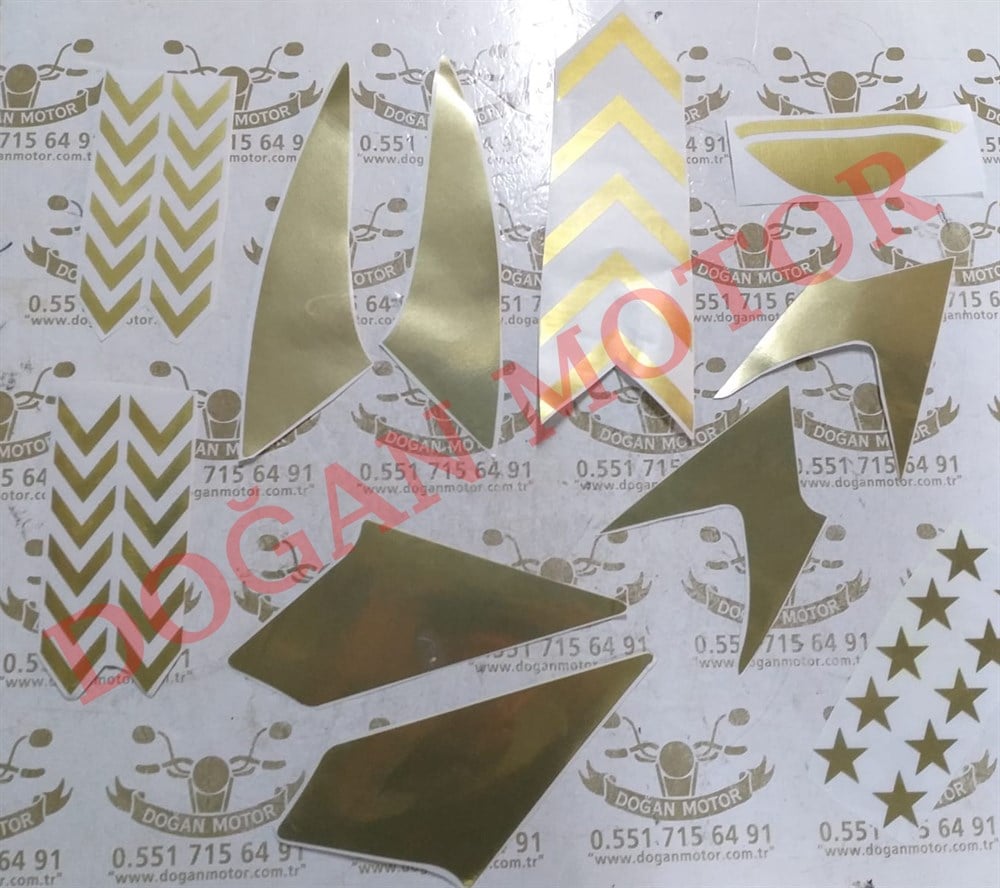 GOLD STİCKER SETİ (ÇAMURLUK OKU-SAKAL OKU-ÇAMURLUK YAN STİCKERİ-DRİFT KAFA YAN STİCKER)