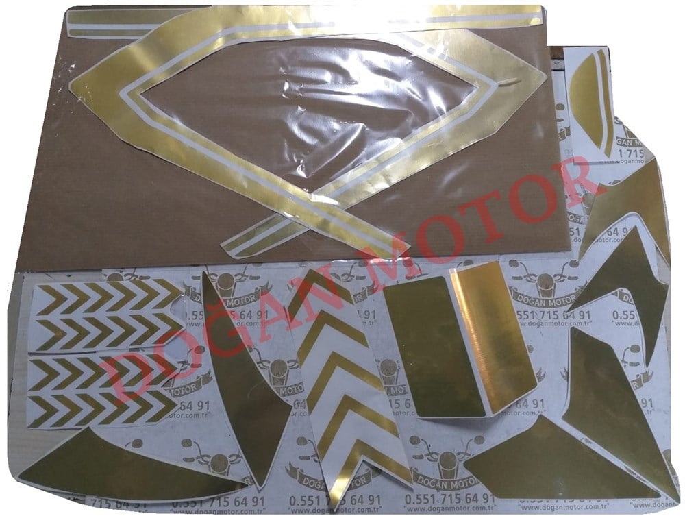 GOLD STİCKER SETİ (DEPO ŞERİTİ-ÇAMURLUK BURUNU-SAKAL OKU-ÇAMURLUK OKU-DRİFT KAFA STİCKERİ)