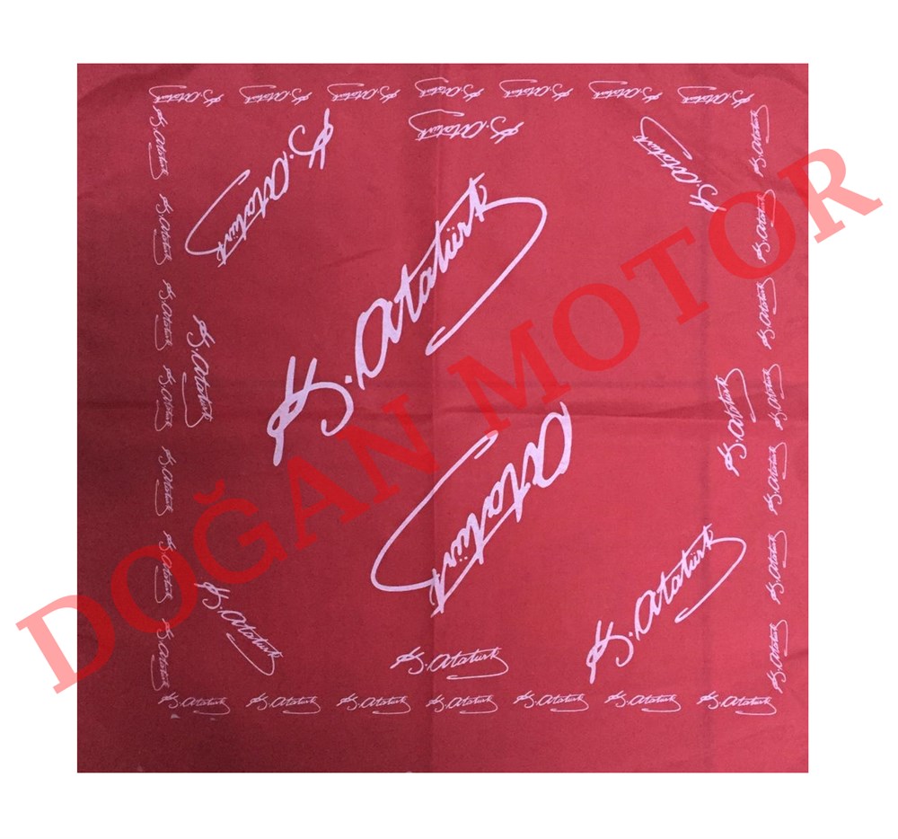 KARE BANDANA KIRMIZI ATATÜRK İMZALI