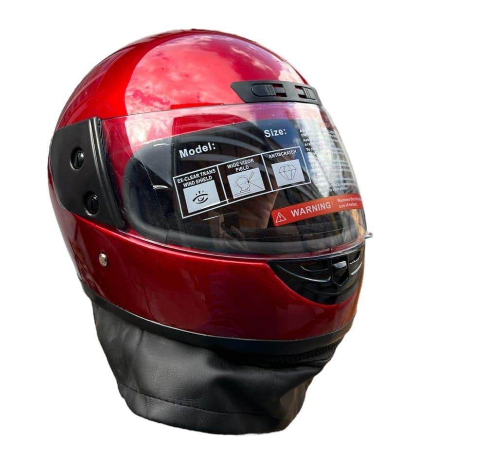 KASK TAM KAPALI BOYNU DERİLİ MODEL KIRMIZI S BEDEN 
