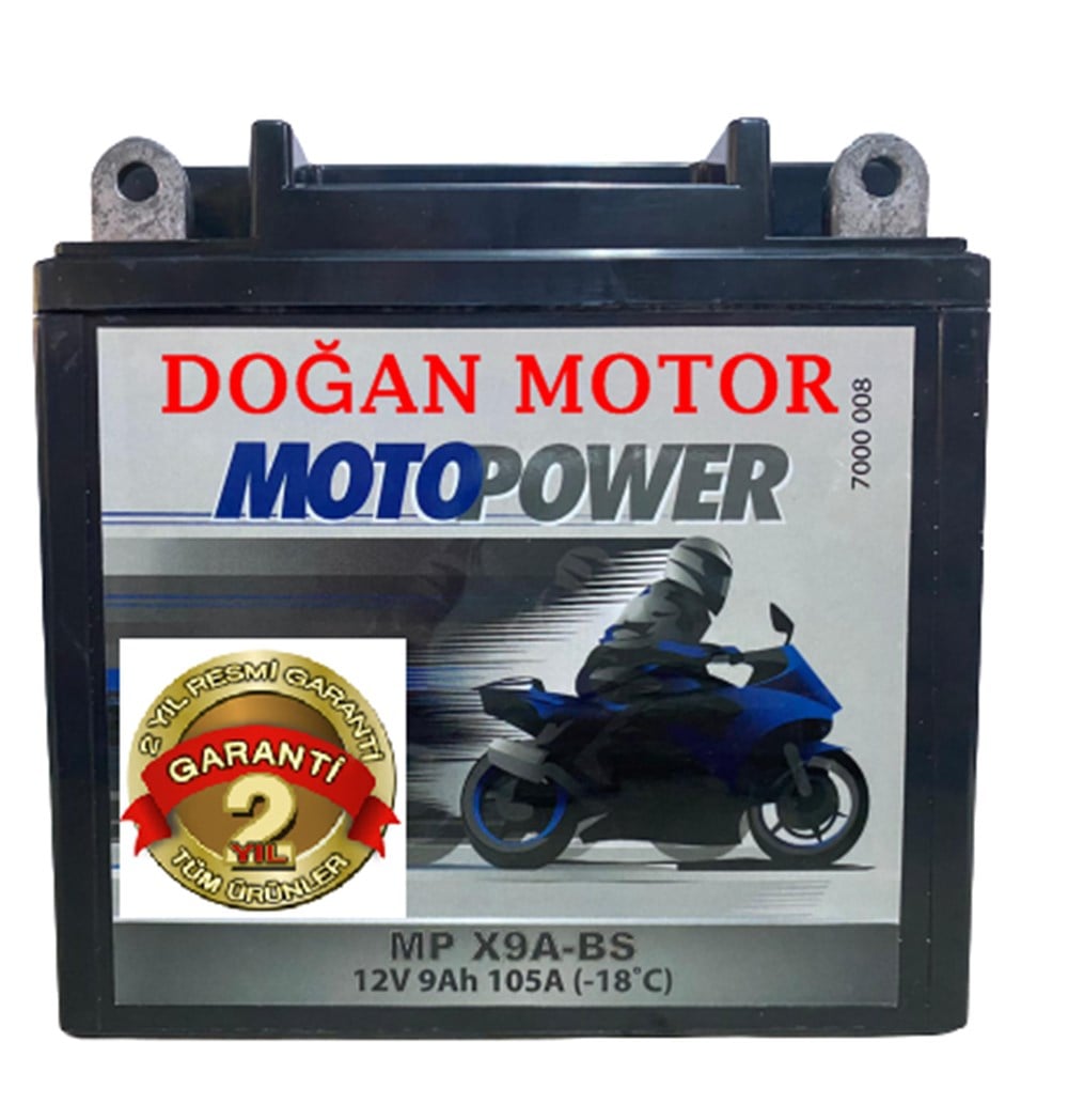 MOTOPOWER AKÜ 12V-9AH (JAWA-RUS-MZ-HONDA) 2 YIL GARANTİLİ