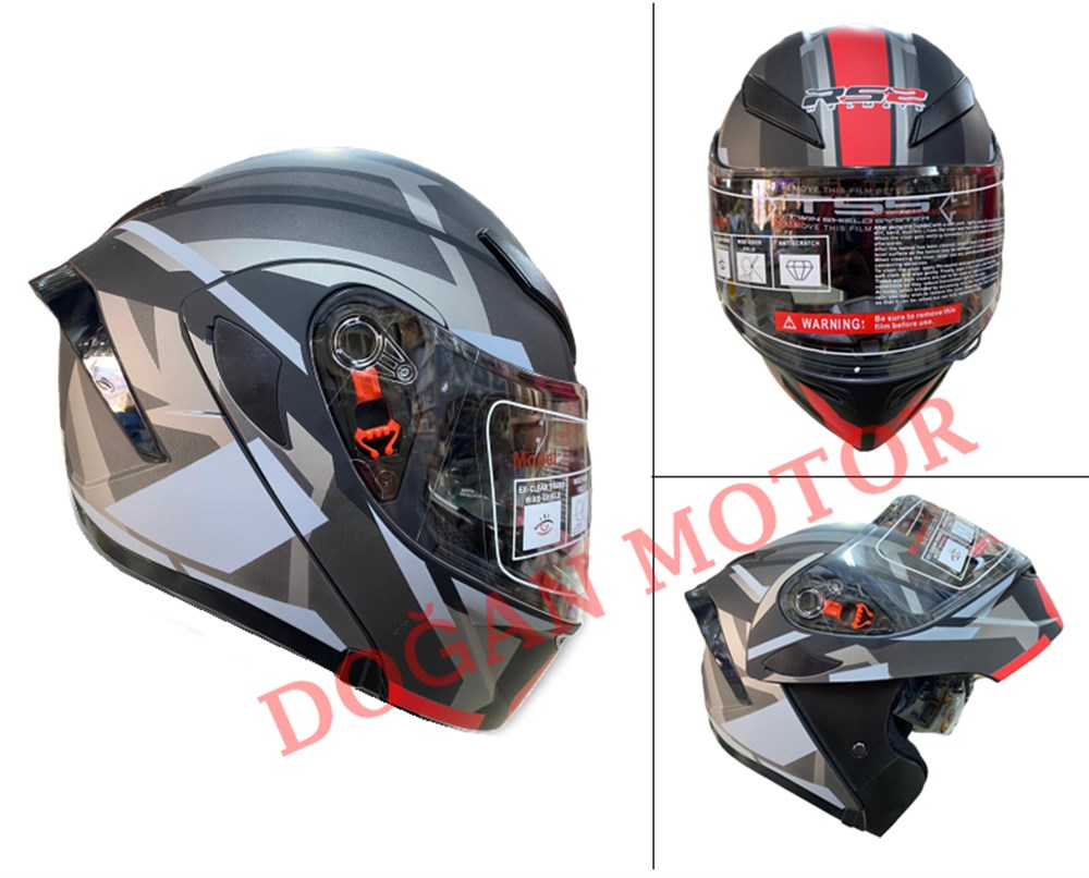 RS2 KASK GRİ-KIRMIZI - BEDEN (XL)