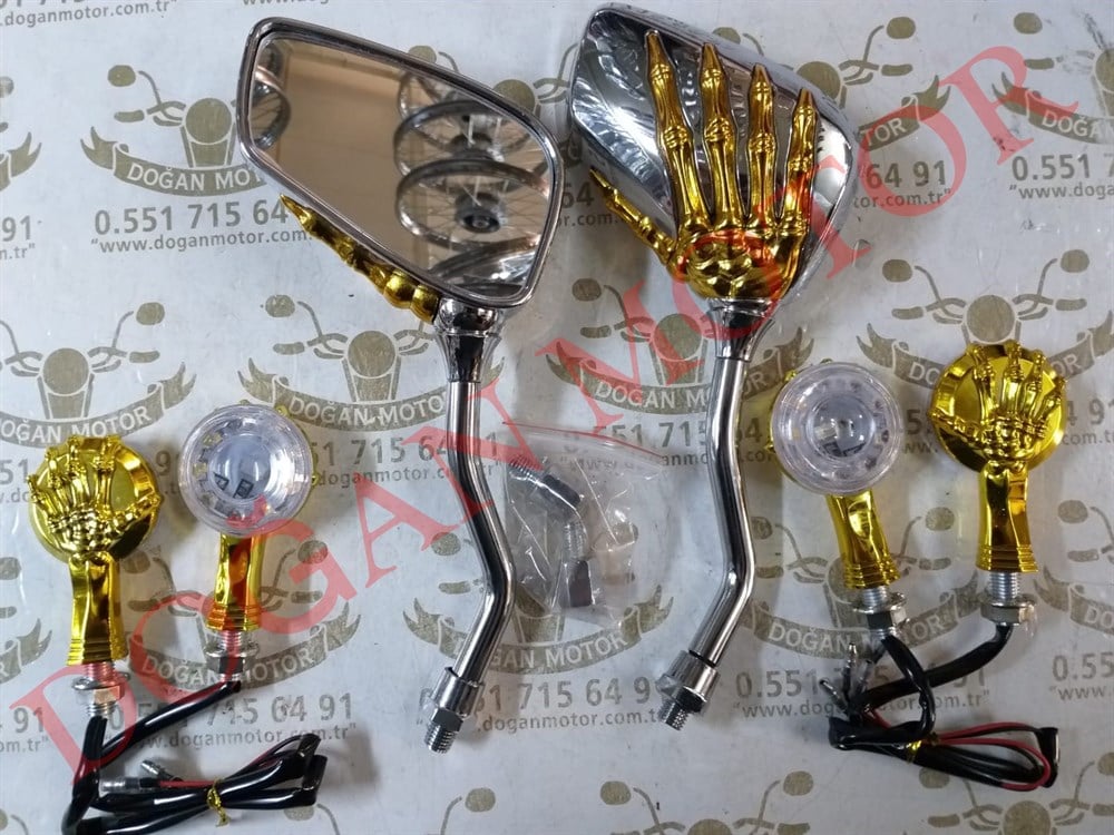 SİNYAL + AYNA TAKIMI GOLD   ( EL DESENLİ )