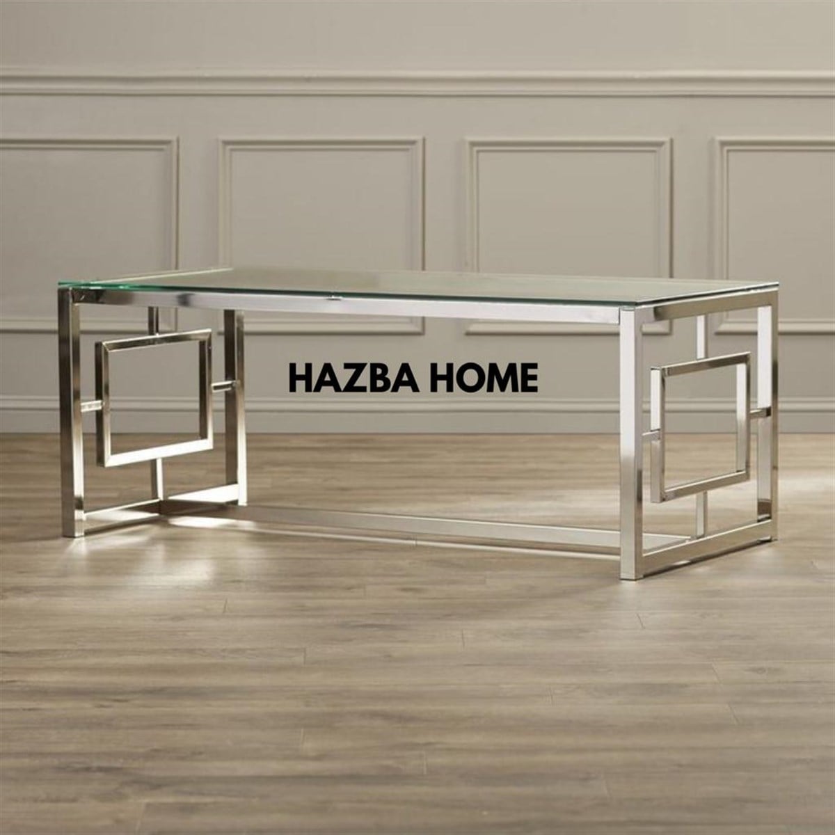 Paslanmaz Çelik Camlı Orta Sehpa