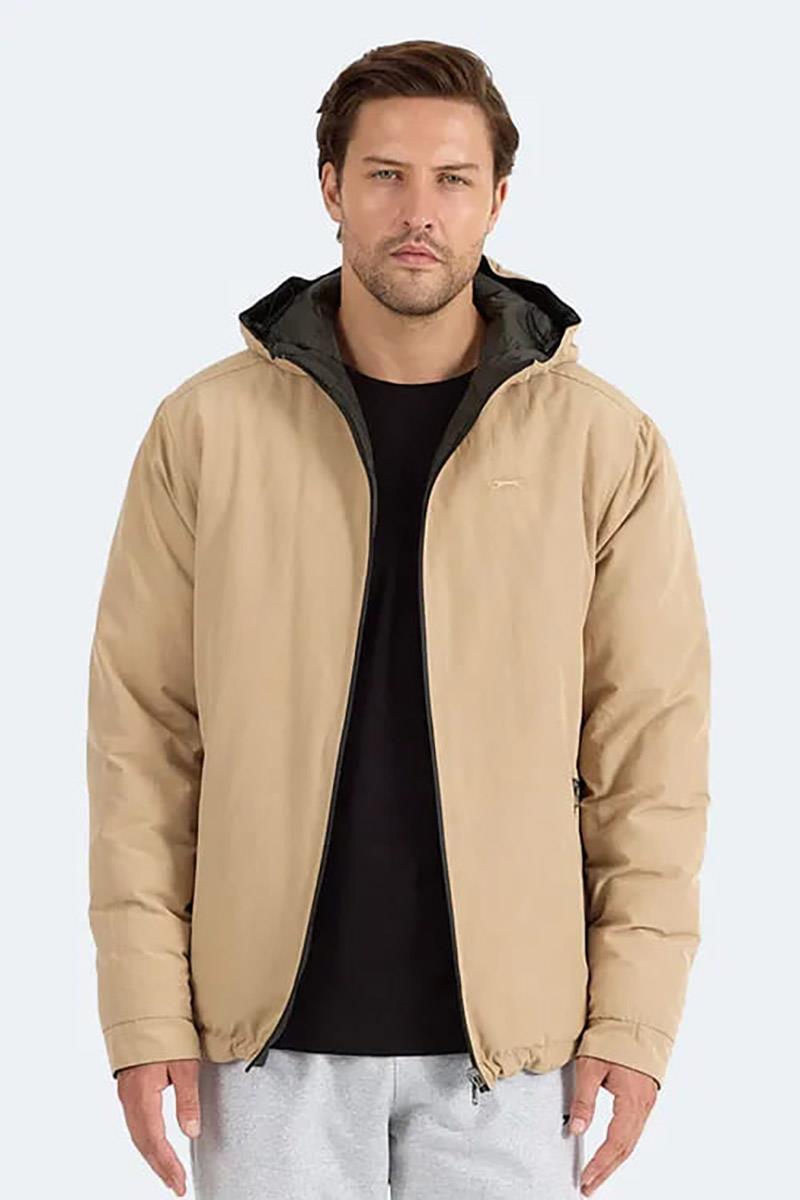 Slazenger BRELIS Erkek Çift Taraflı Bej Haki Mont & Kaban