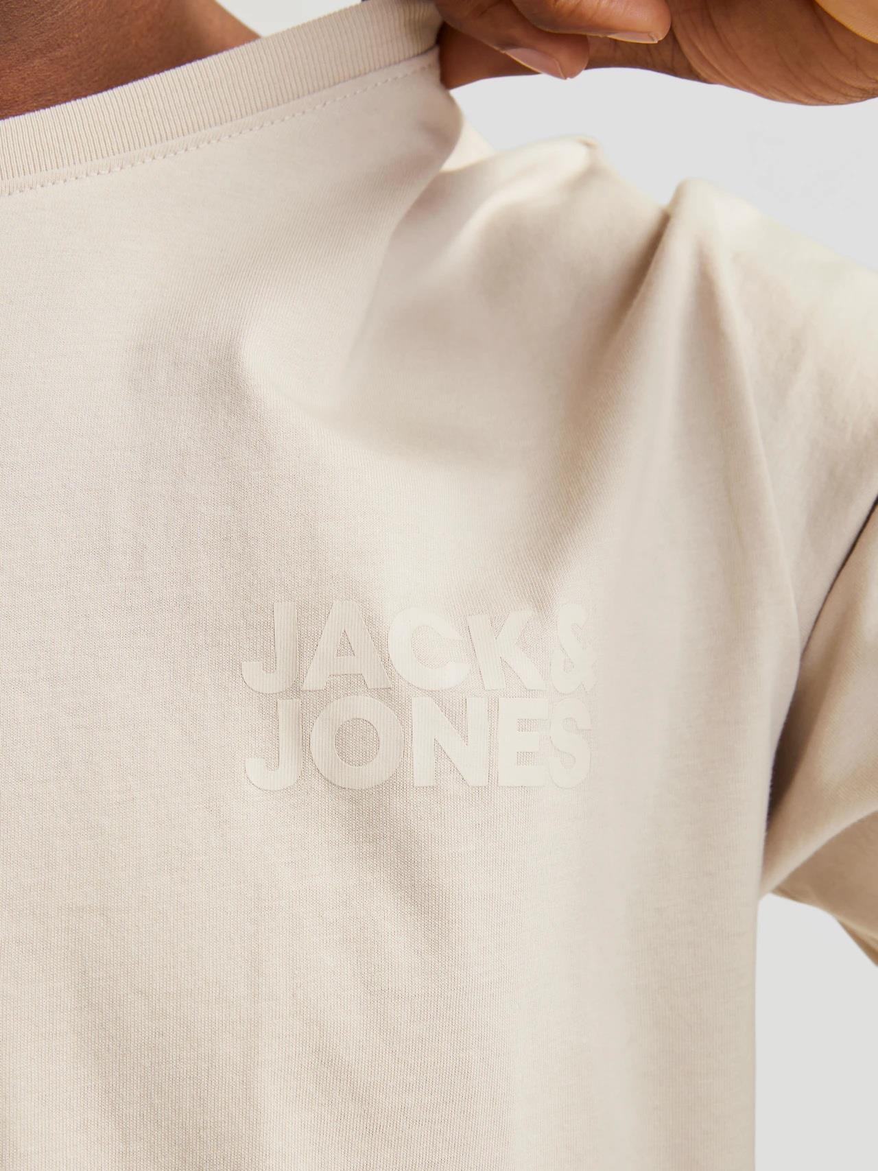 Jack & Jones Corplogo Küçük Logo Erkek Krem Tişört 12151955