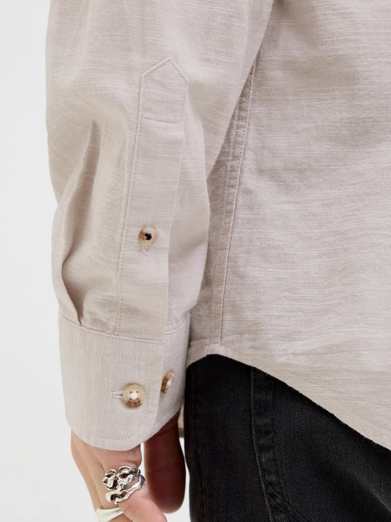 Jack & Jones JJESUMMER Band Erkek Keten Gömlek Bej 12269319