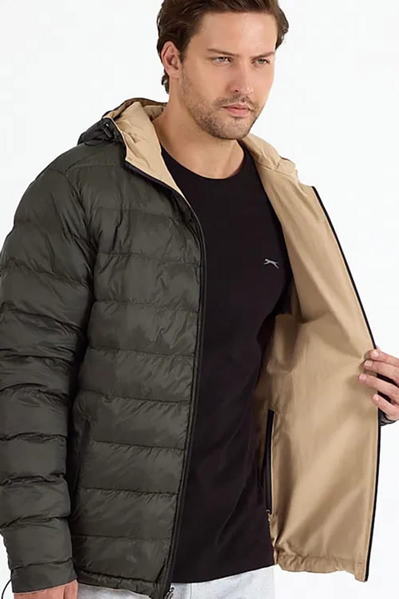 Slazenger BRELIS Erkek Çift Taraflı Bej Haki Mont & Kaban