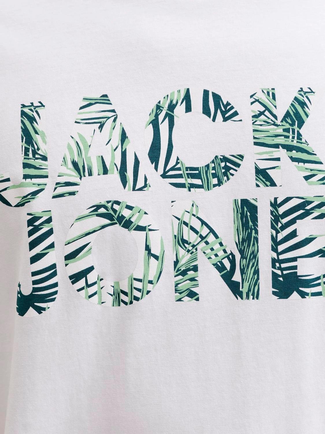 Jack & Jones JJEJEFF Logolu Erkek Beyaz Tişört 12288536