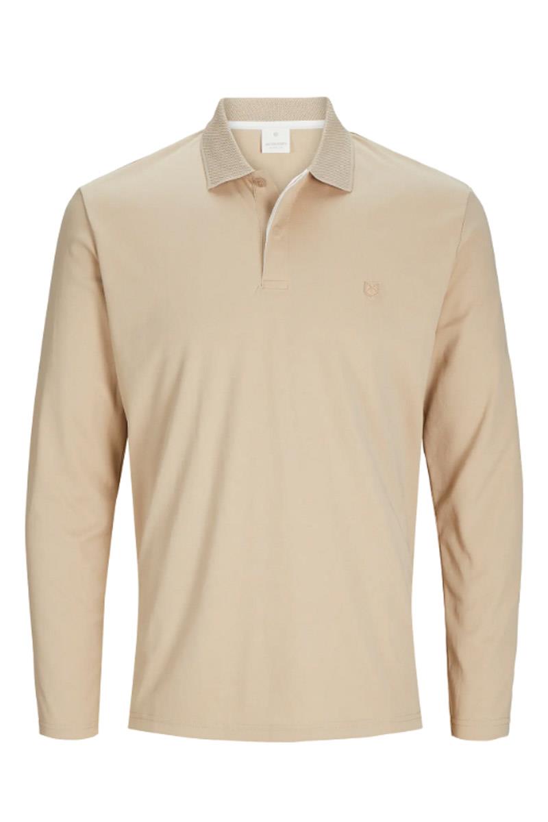 Jack & Jones JPRCCRODNEY LS Polo Yaka Bej Erkek Sweat Shirt 12259645