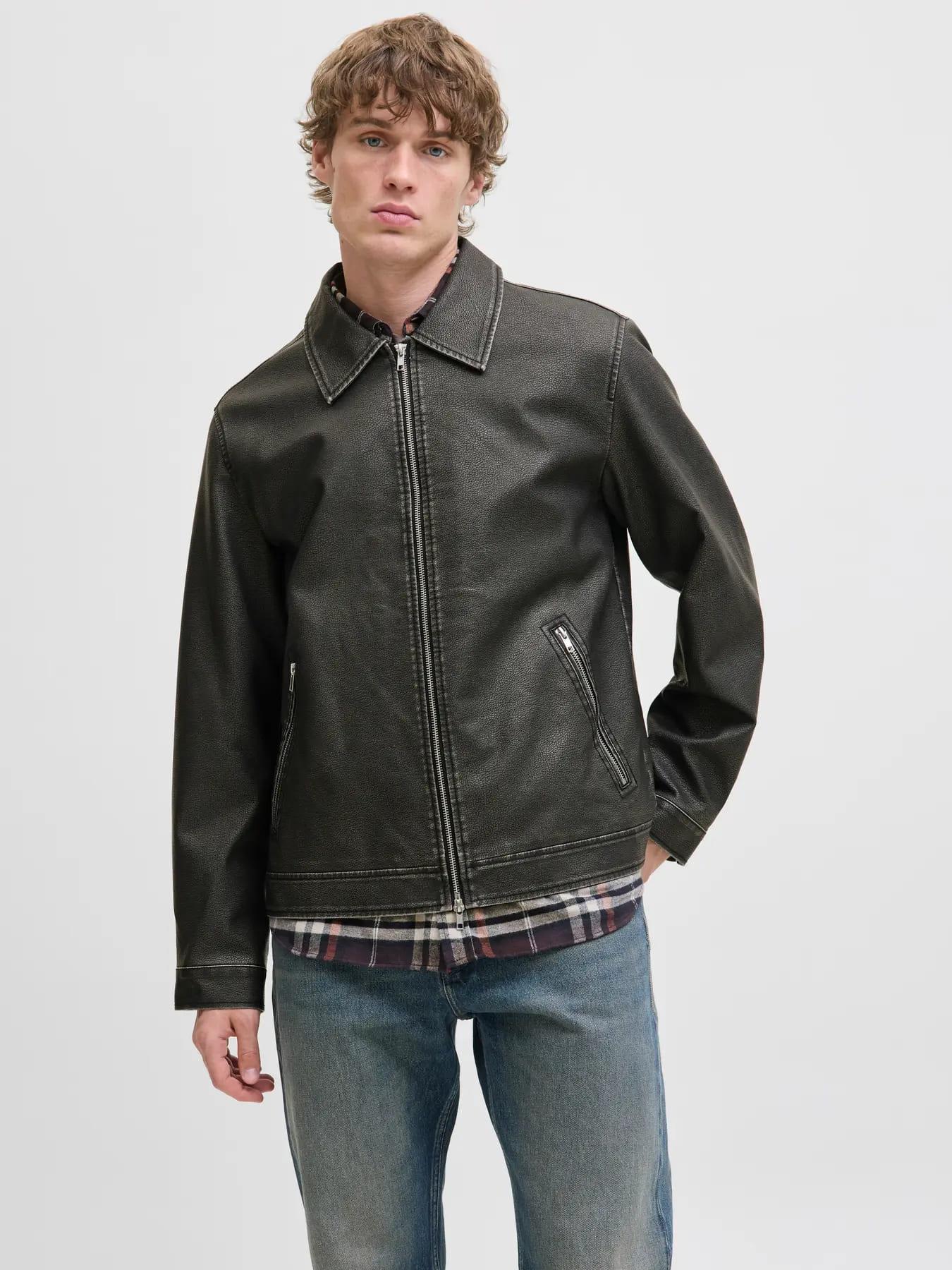 Jack & Jones JJECASABLANCA Erkek PU Deri Mont Siyah 12278839