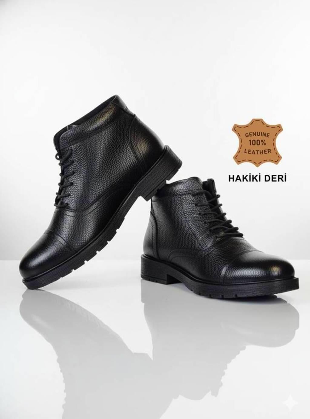 OREGON ® I 100 Montra Fermuarlı Bağcıklı Siyah Hakiki Deri Erkek Bot