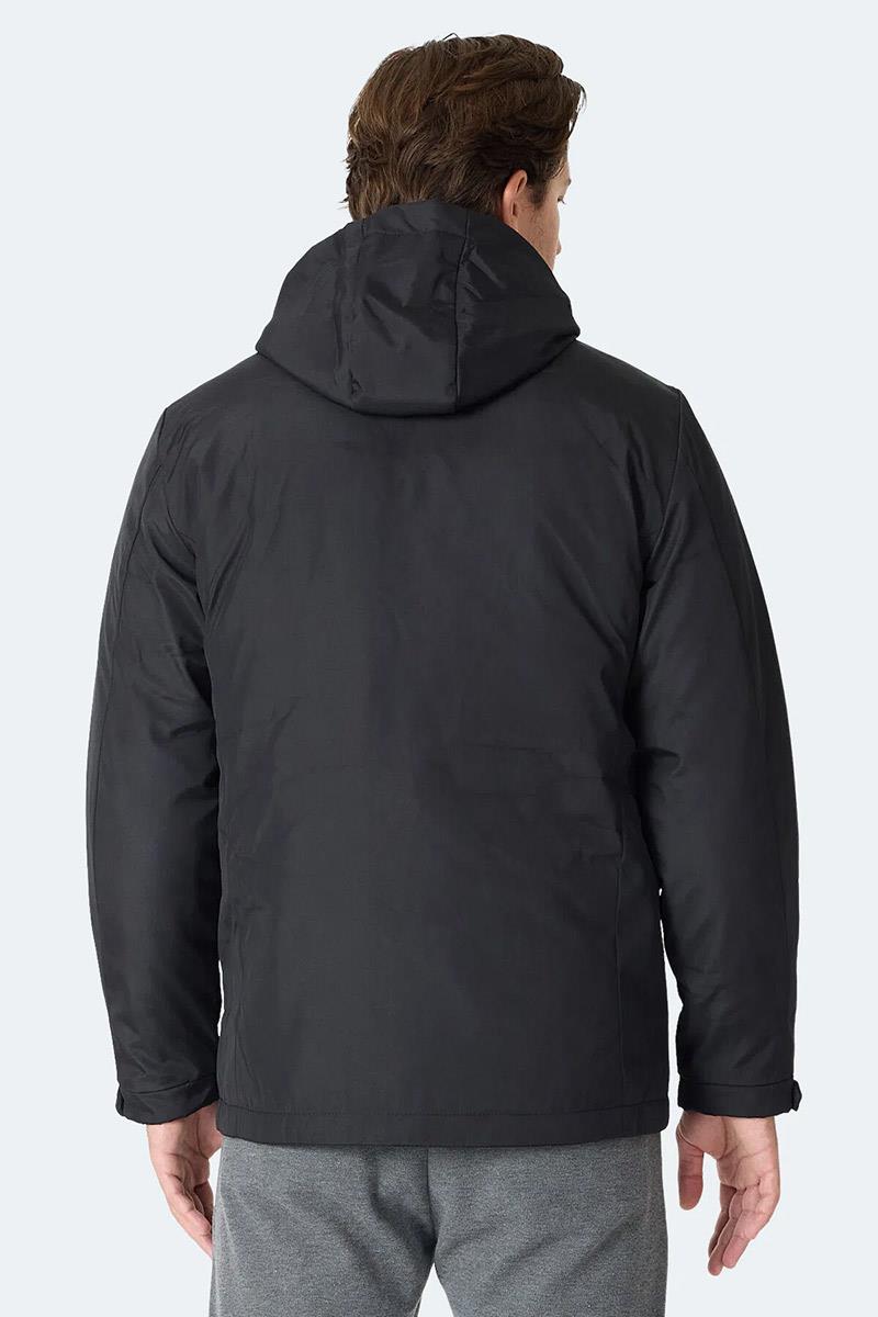 Slazenger GRAVEL Erkek Kapüşonlu Siyah Mont & Kaban