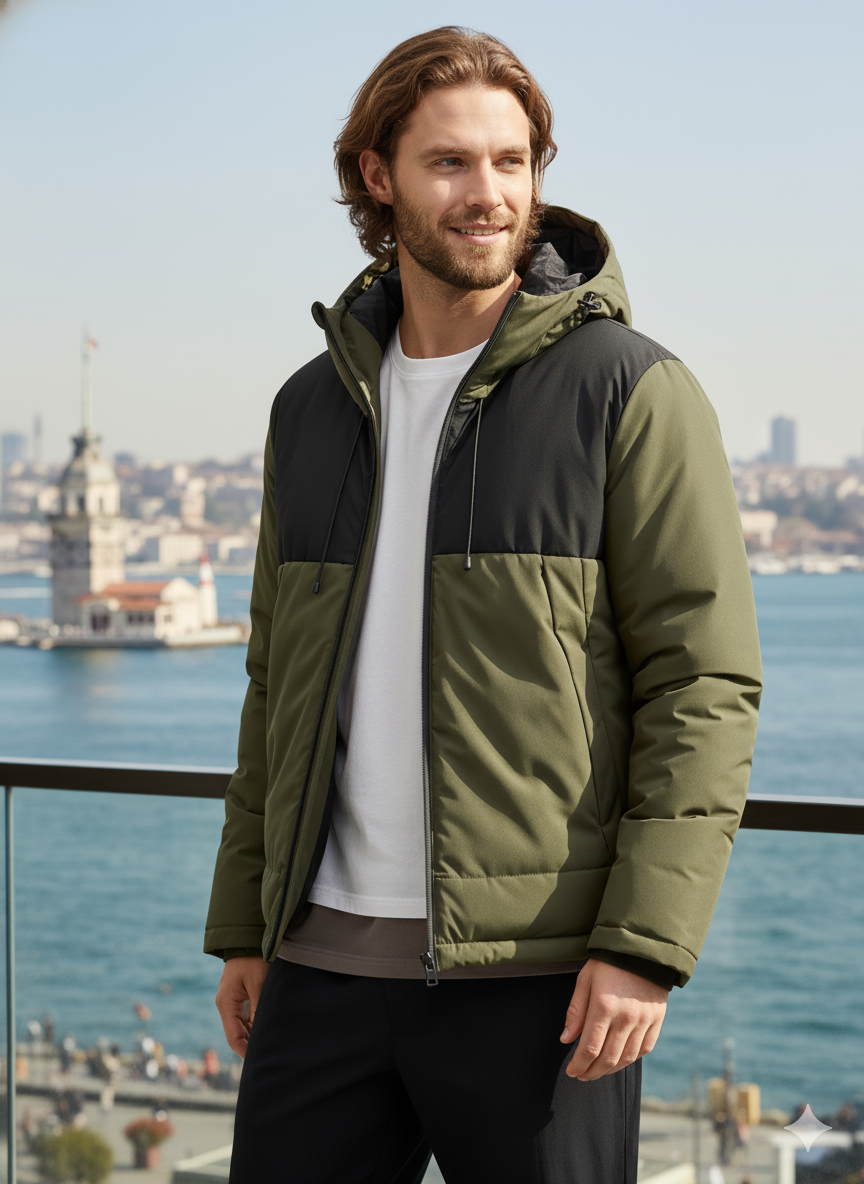 Jack & Jones JCOUNION LIGHT PADDED BLOCKING JACKET SN Erkek Mont Haki 12285586