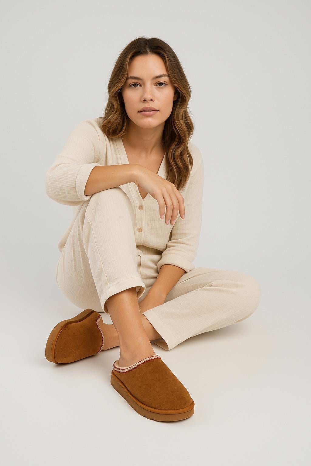 Roy Jones Kadın İçi Kürklü Taba Yüksek Taban Günlük Terlik 9000-103